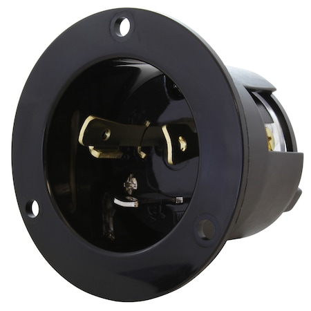 Ac Works Flanged Locking Inlet, 30 A, 125V AC, Screw Terminals, Black ASINL530P